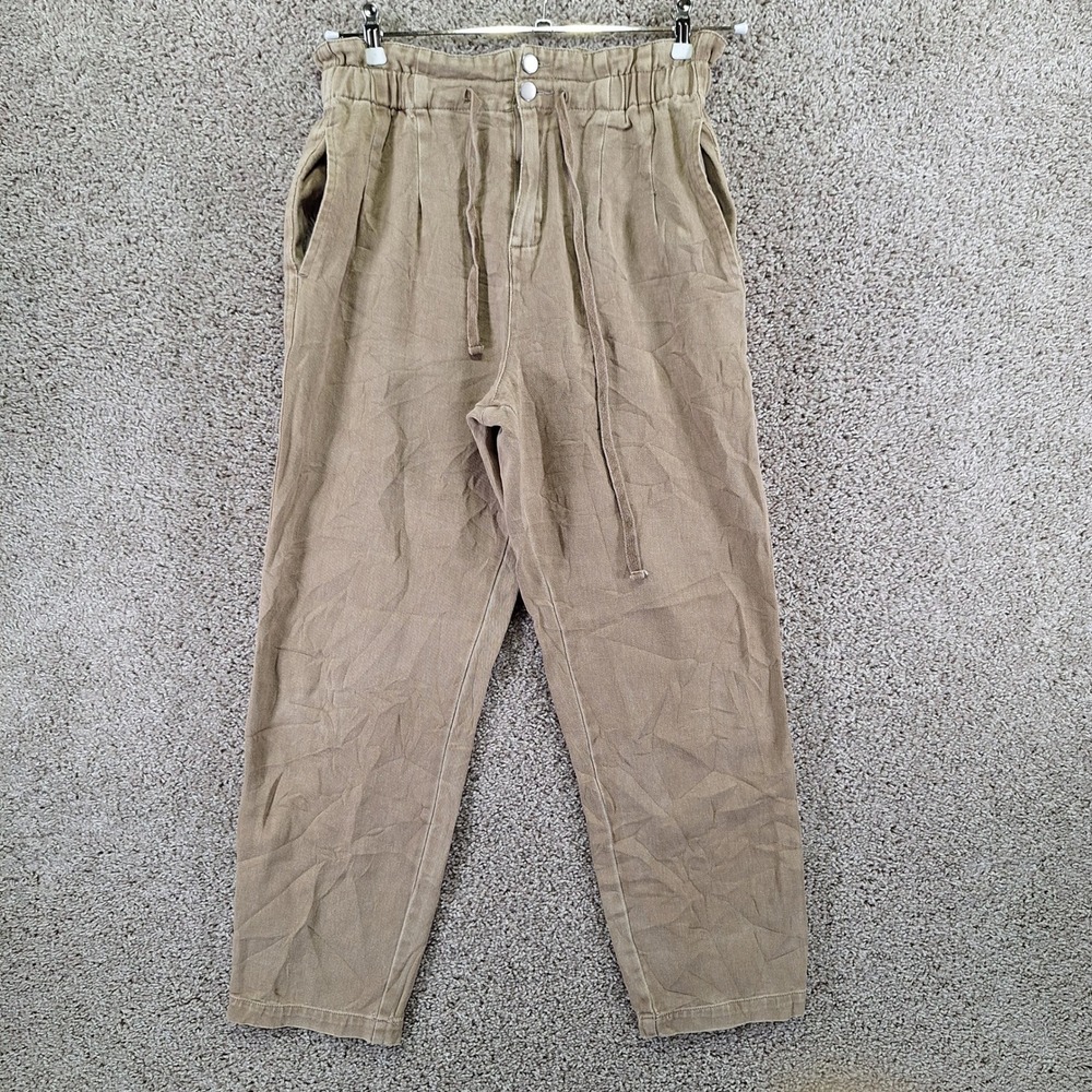 Mustard Seed Pants Womens M Brown Elastic Waist Paperbag Jogger Boho Casual